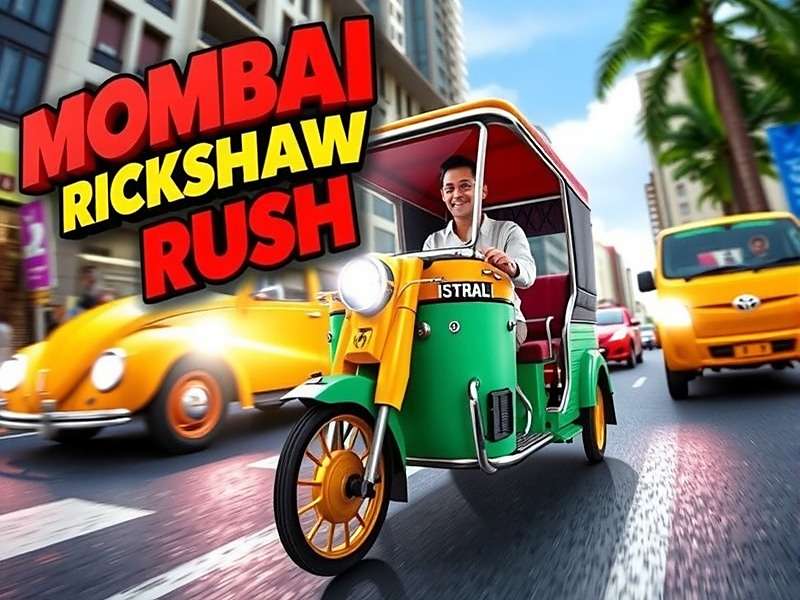 Mumbai Rickshaw Rush Cover Mumbai Rickshaw Rush game cover showing a colorful rickshaw in Mumbai streets